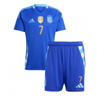 Echipament fotbal Argentina Rodrigo De Paul #7 Tricou Deplasare Copa America 2024 pentru copii maneca scurta (+ Pantaloni scurti)